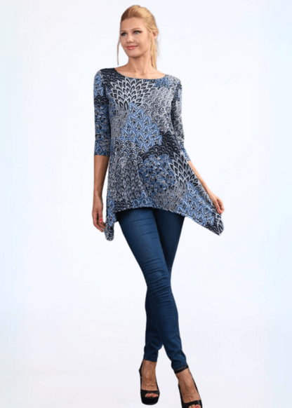 Asymmetrical Peacock Tunic Top Made in USA