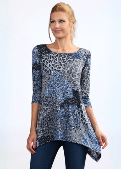 Asymmetrical Peacock Tunic Top Made in USA