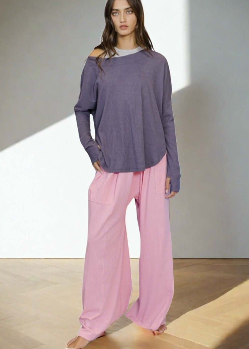 Banded Waist Baggy Pink Pants - CLEARANCE FINAL SALE