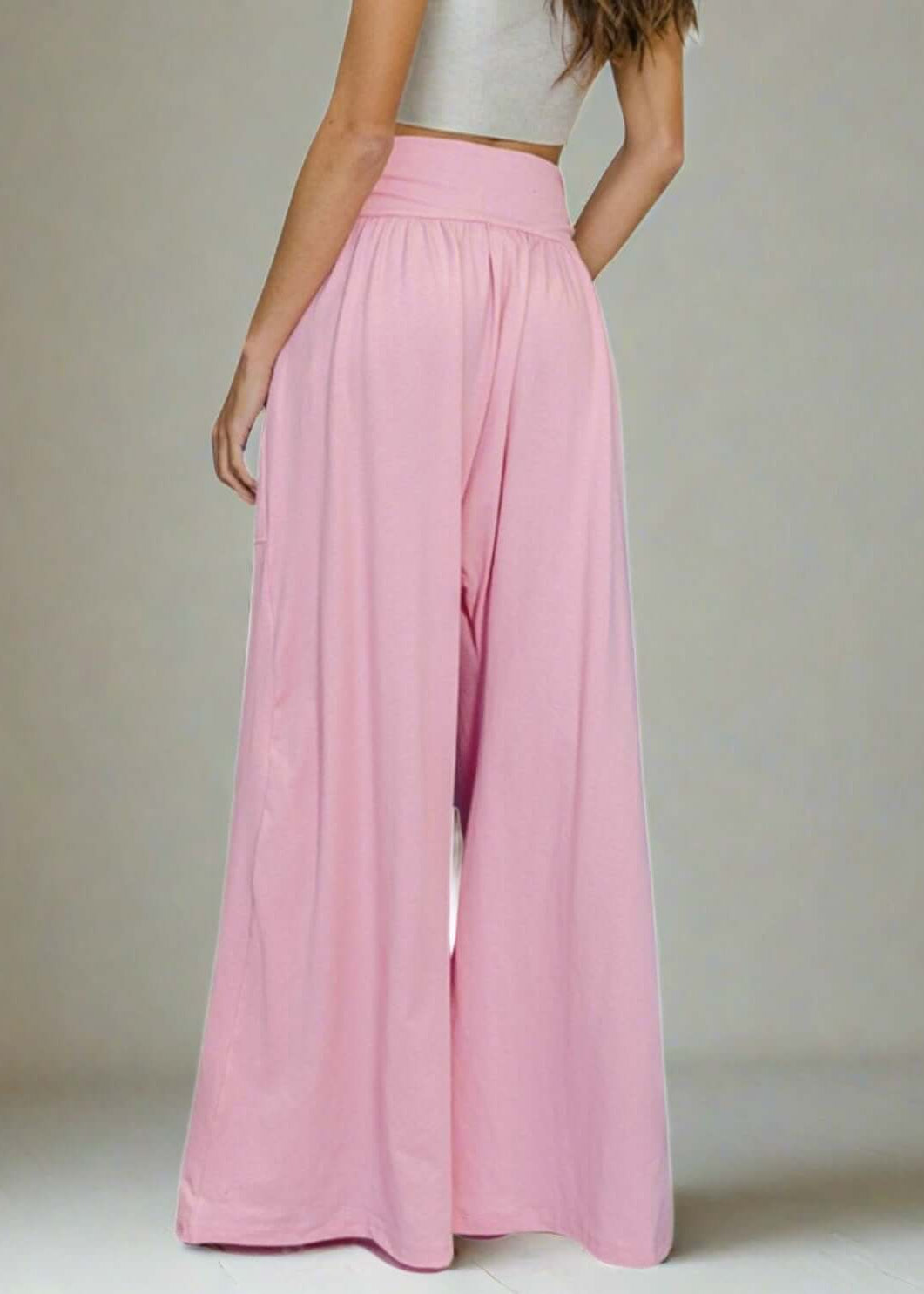 Banded Waist Baggy Pink Pants - CLEARANCE FINAL SALE
