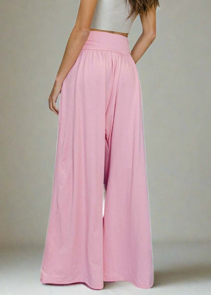 Banded Waist Baggy Pink Pants - CLEARANCE FINAL SALE