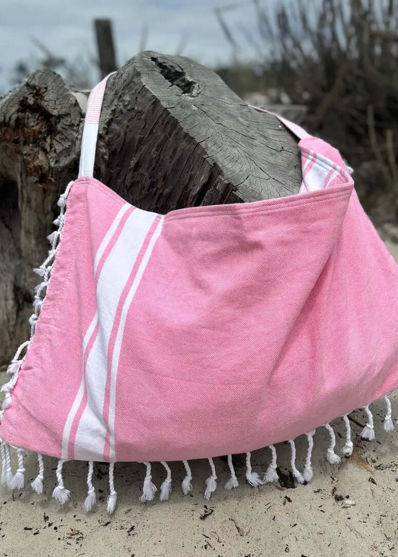 Solid 3‑in‑1 Turkish Cotton Beach Bag