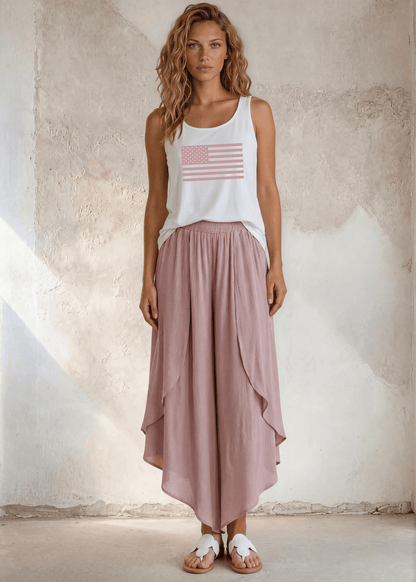 Patriotic Pink USA Flag Cotton Tank Made in USA