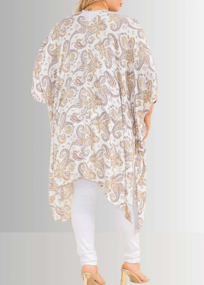 Paisley Plus Size Open Front Semi-Sheer Kimono Cardigan CLEARANCE FINAL SALE