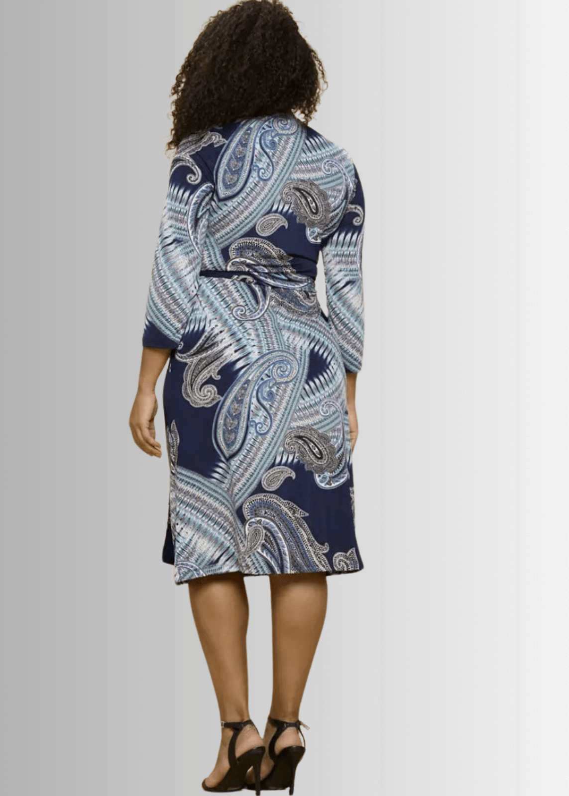 Effortless Beauty Navy Printed Wrap Dress Plus Size