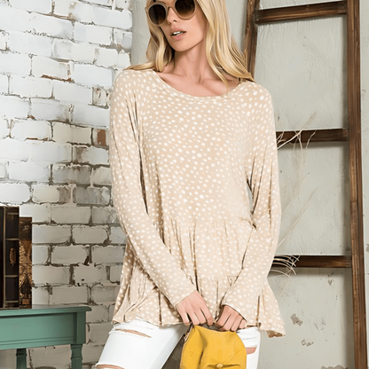Lightweight Dot Print Baby Doll Top CLEARANCE FINAL SALE