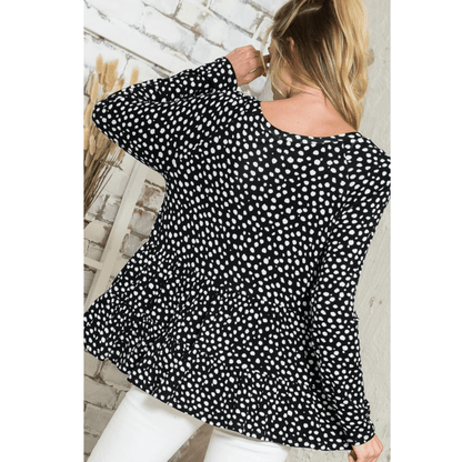 Lightweight Dot Print Baby Doll Top CLEARANCE FINAL SALE
