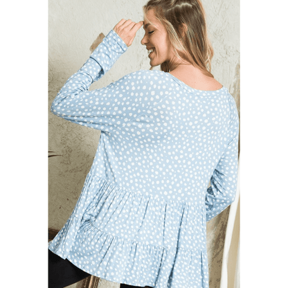 Lightweight Dot Print Baby Doll Top CLEARANCE FINAL SALE