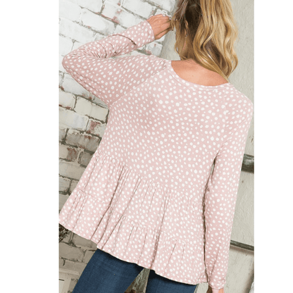 Lightweight Dot Print Baby Doll Top CLEARANCE FINAL SALE