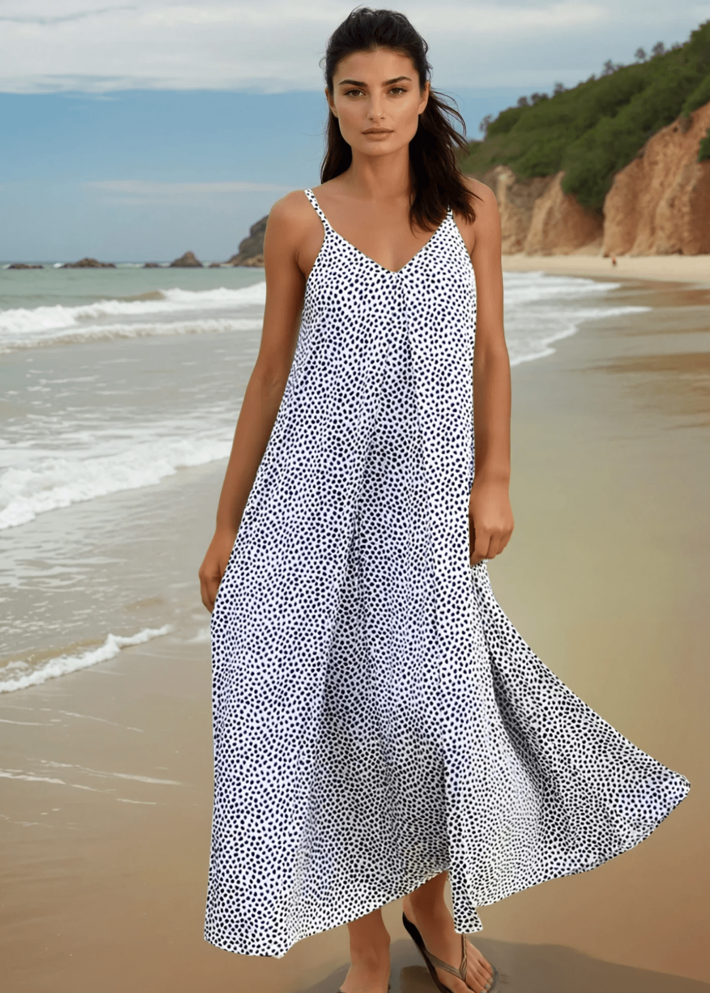 Amari Double V-Neck Summer Maxi Dress