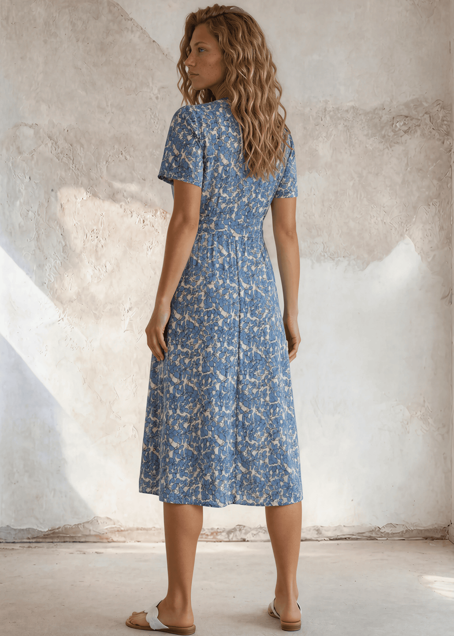 Candace Flutter Sleeve Faux-wrap Midi Dress