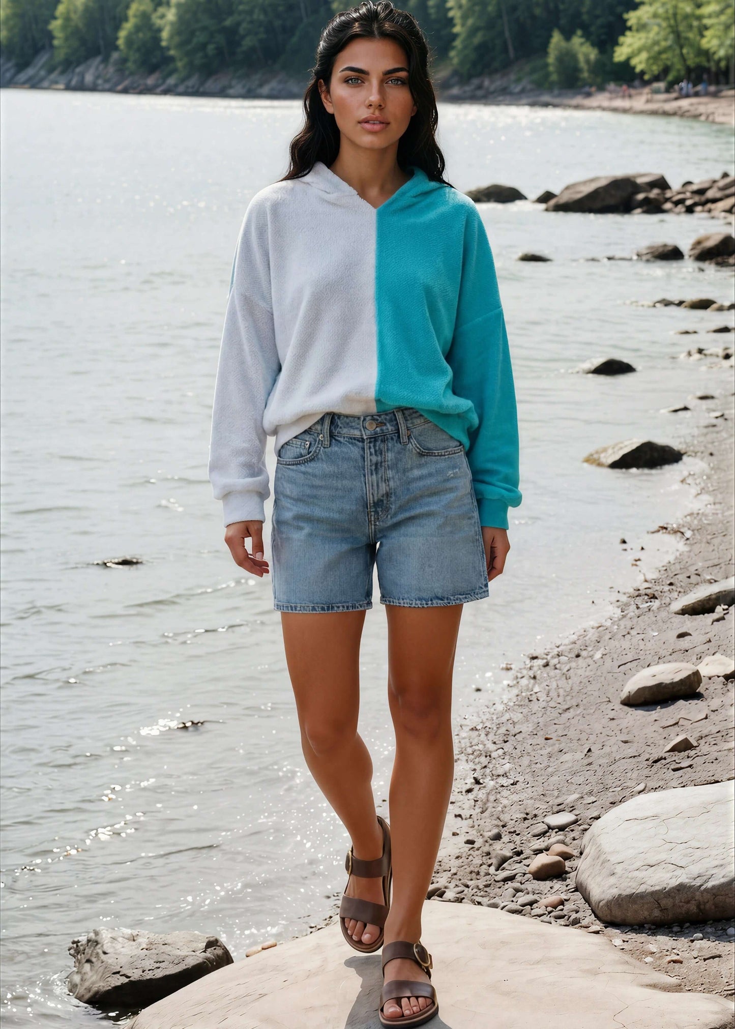 Gina French Terry Color Block Hoodie - CLEARANCE FINAL SALE