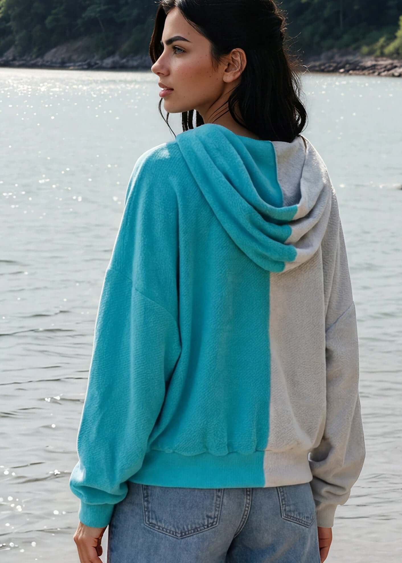 Gina French Terry Color Block Hoodie - CLEARANCE FINAL SALE