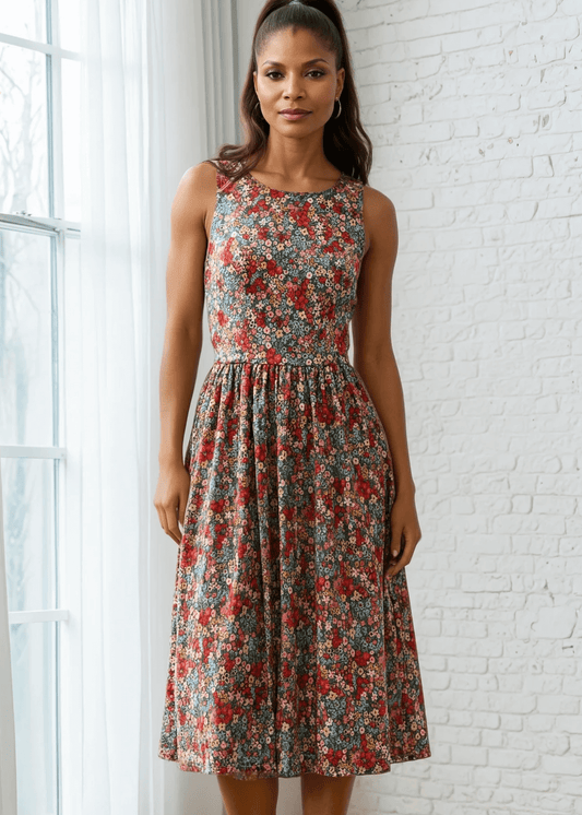 Colorful Floral Vintage Dress