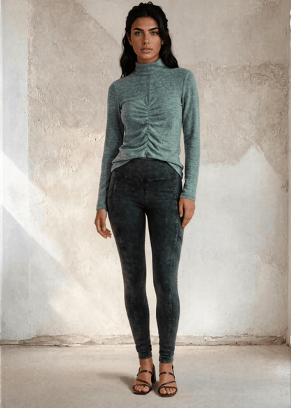 Delaney Mock Neck Top With Front Gathering CLEARANCE FINAL SALE
