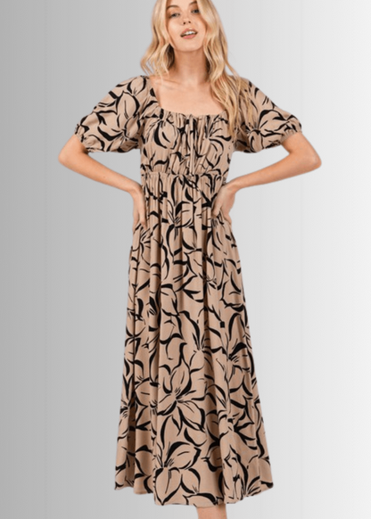Ruth Puff Sleeve Midi Dress