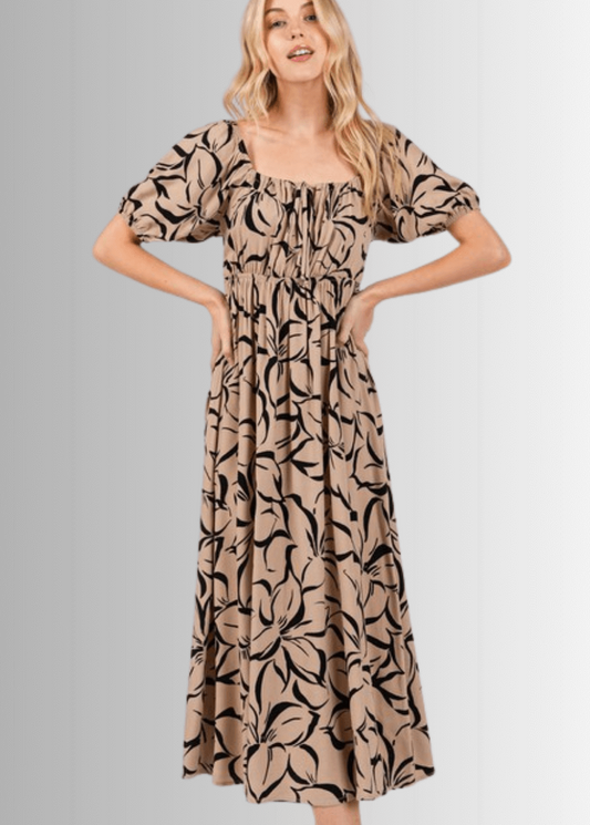 Ruth Puff Sleeve Midi Dress