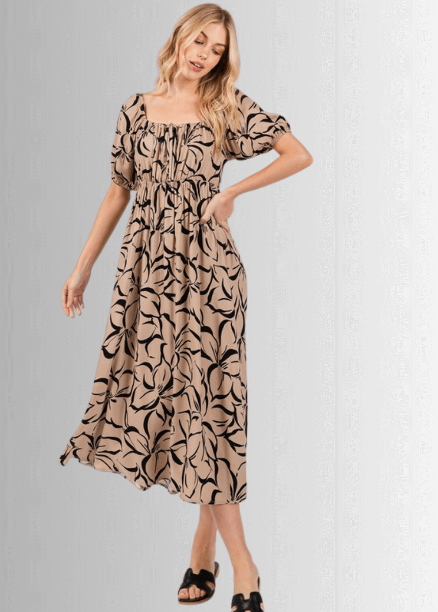 Ruth Puff Sleeve Midi Dress