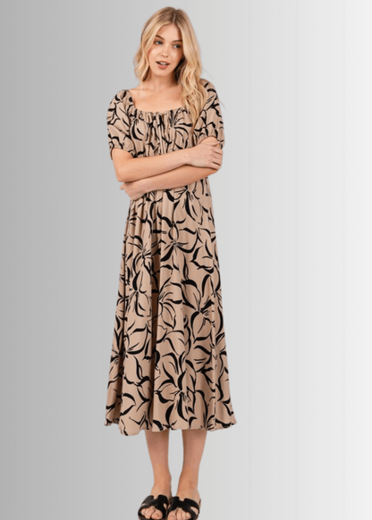 Ruth Puff Sleeve Midi Dress