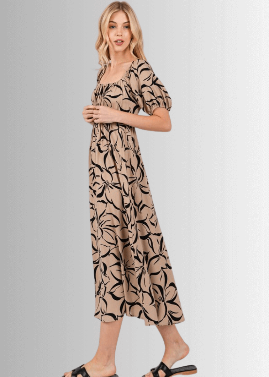 Ruth Puff Sleeve Midi Dress