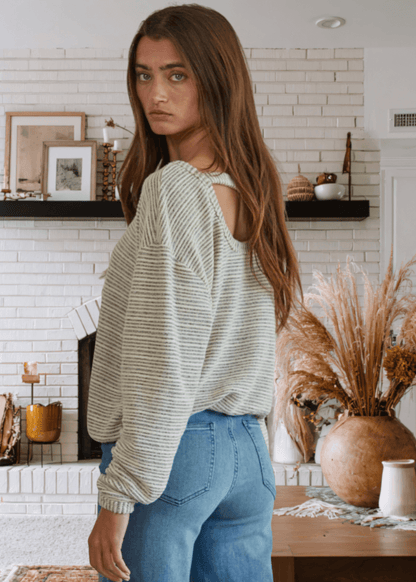 Cara Soft and Cozy Striped Pullover Sweater Made in USA