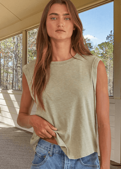 Keeper Top Muscle Tee (Light Olive)