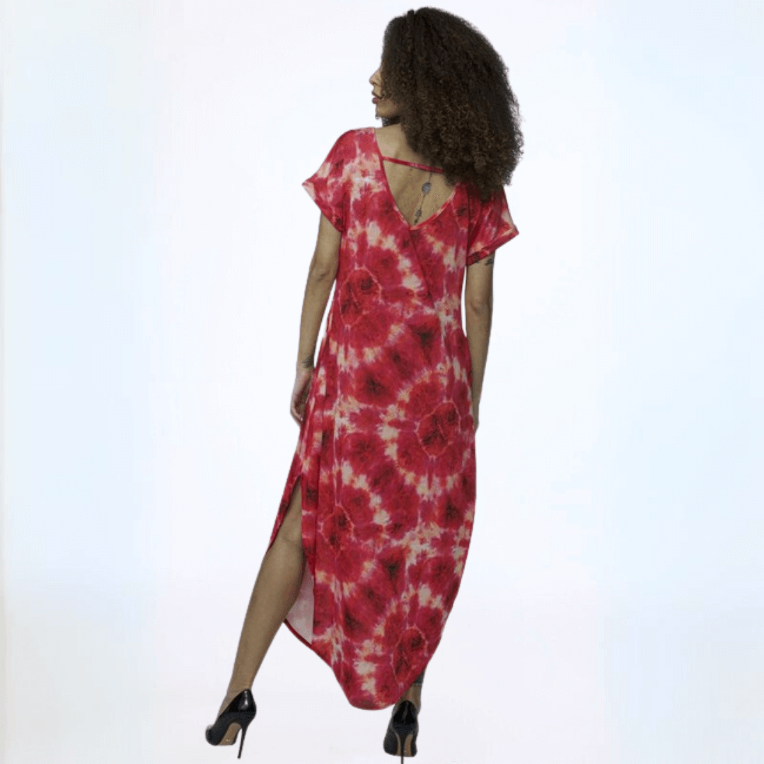 Red Tie Dye Jersey Beach Dress CLEARANCE FINAL SALE