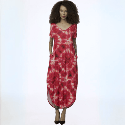 Red Tie Dye Jersey Beach Dress CLEARANCE FINAL SALE