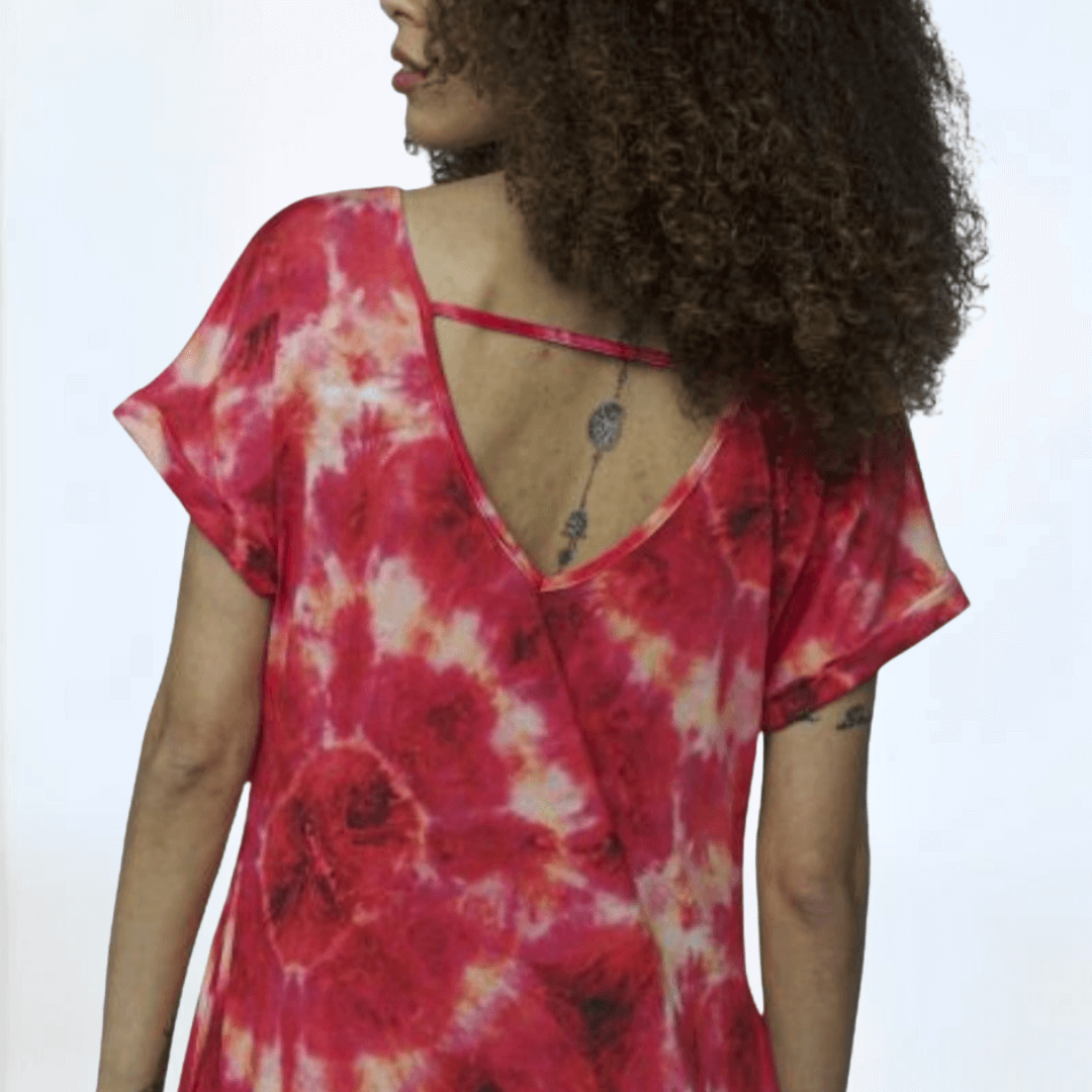 Red Tie Dye Jersey Beach Dress CLEARANCE FINAL SALE
