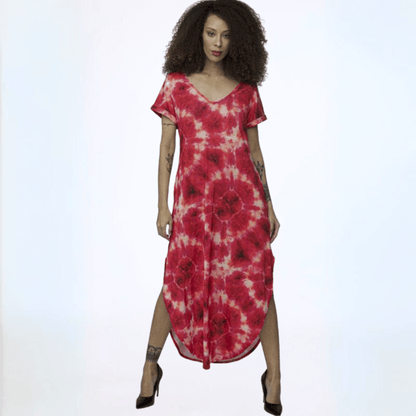 Red Tie Dye Jersey Beach Dress CLEARANCE FINAL SALE