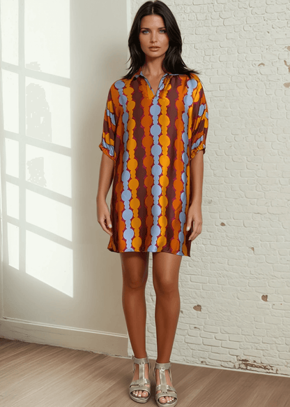 Charlotte Geometric Print Mini Dress Made in USA
