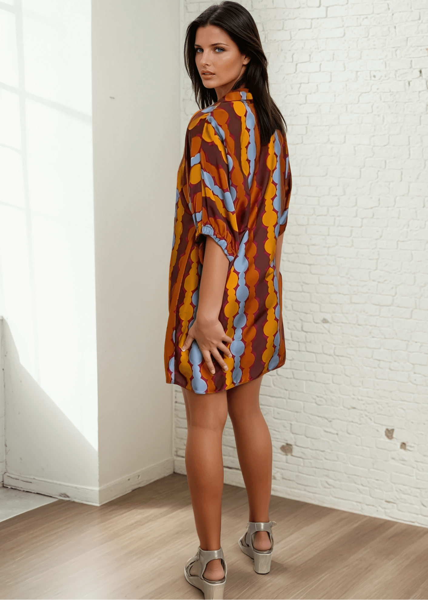 Charlotte Geometric Print Mini Dress Made in USA