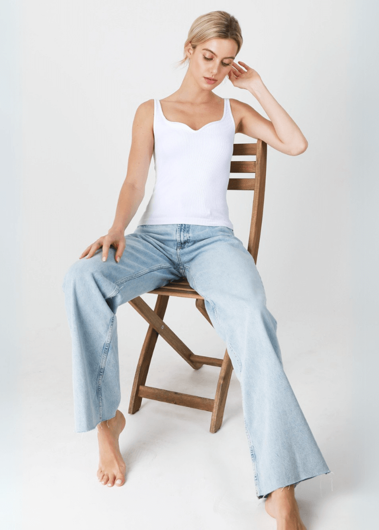 Nikibiki Sweetheart Ribbed Tank Top in White