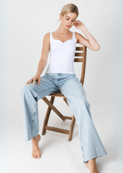 Nikibiki Sweetheart Ribbed Tank Top in White