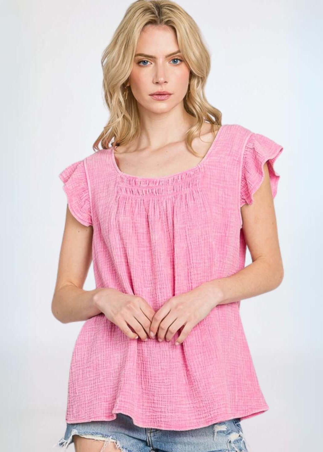 Adorable Ruffled Cotton Gauze Top Made in USA