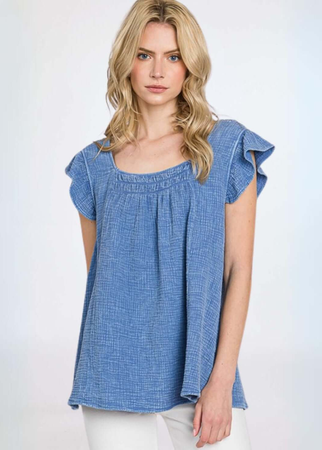 Adorable Ruffled Cotton Gauze Top Made in USA