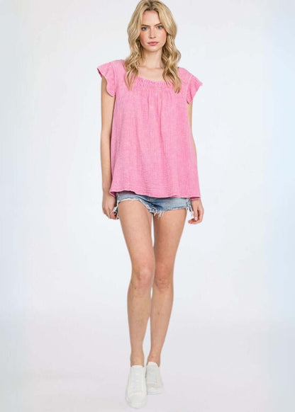 Adorable Ruffled Cotton Gauze Top Made in USA