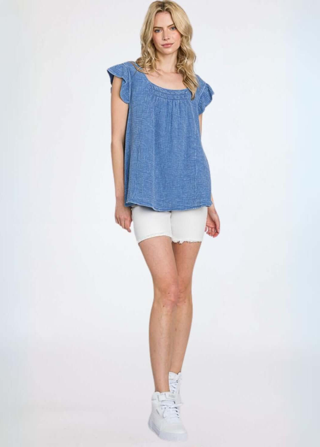 Adorable Ruffled Cotton Gauze Top Made in USA