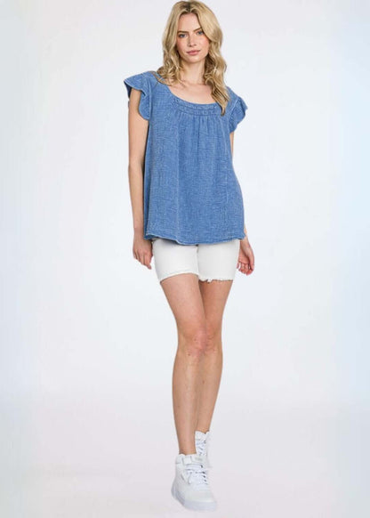 Adorable Ruffled Cotton Gauze Top Made in USA