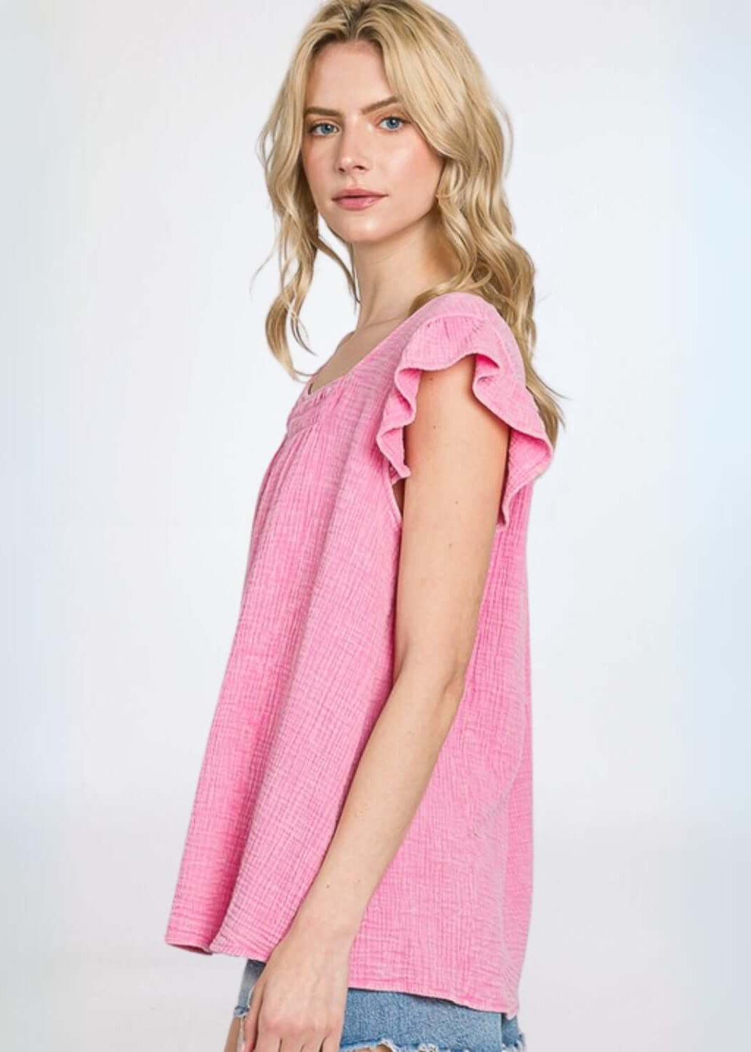 Adorable Ruffled Cotton Gauze Top Made in USA