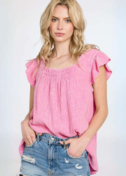 Adorable Ruffled Cotton Gauze Top Made in USA