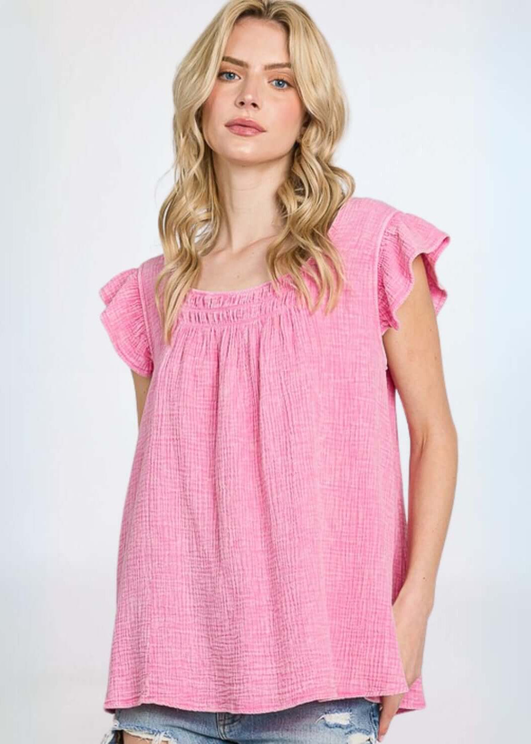 Adorable Ruffled Cotton Gauze Top Made in USA