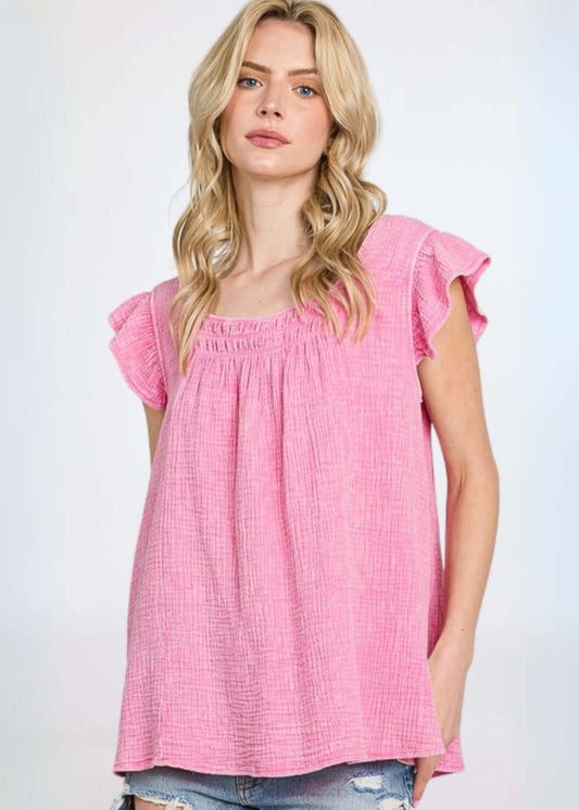 Adorable Ruffled Cotton Gauze Top Made in USA