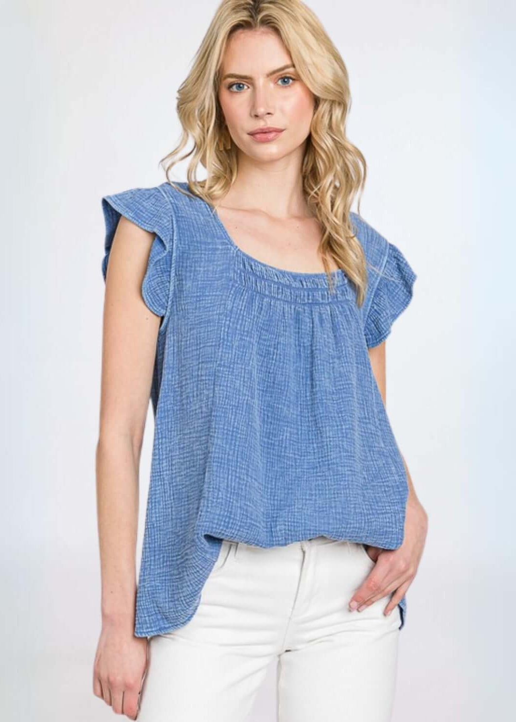Adorable Ruffled Cotton Gauze Top Made in USA