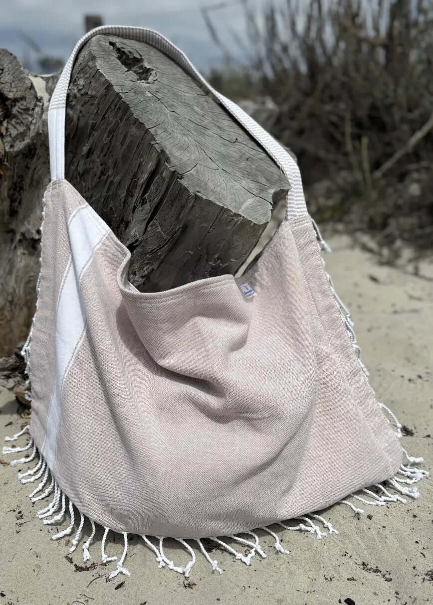 Solid 3‑in‑1 Turkish Cotton Beach Bag