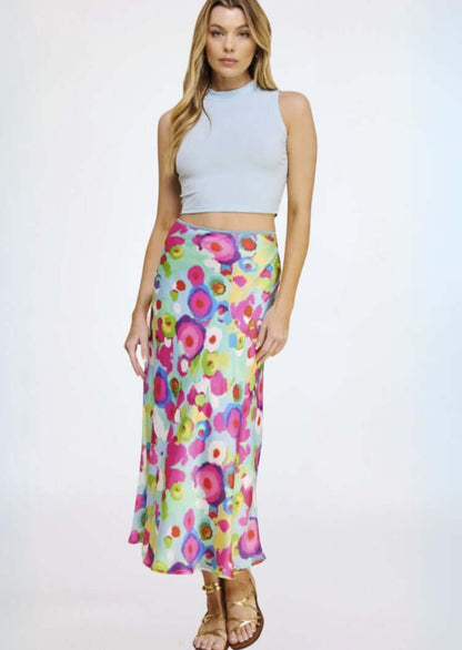 Add Some Color Aqua & Fuchsia Midi Skirt CLEARANCE FINAL SALE