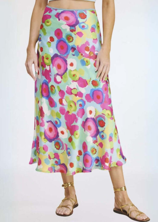 Add Some Color Aqua & Fuchsia Midi Skirt CLEARANCE FINAL SALE