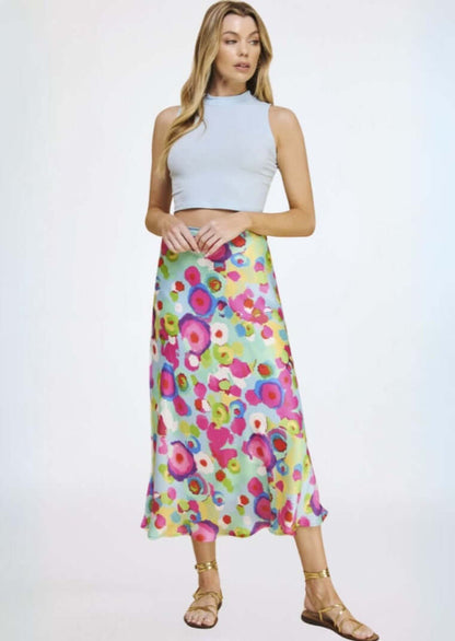 Add Some Color Aqua & Fuchsia Midi Skirt CLEARANCE FINAL SALE