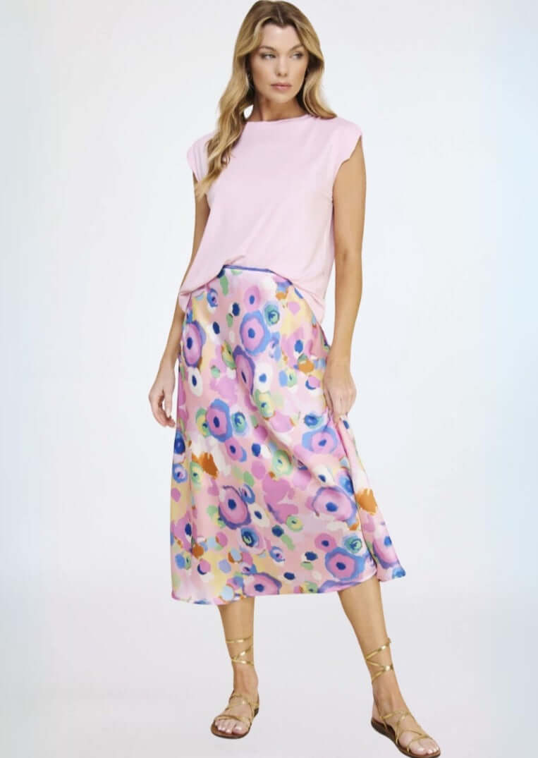 Add Some Color Pink & Lilac Midi Skirt CLEARANCE FINAL SALE