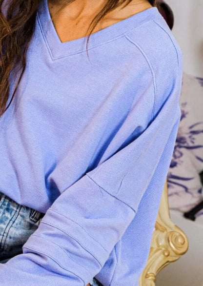 Mint Green V-Neck Cotton Sweatshirt CLEARANCE FINAL SALE